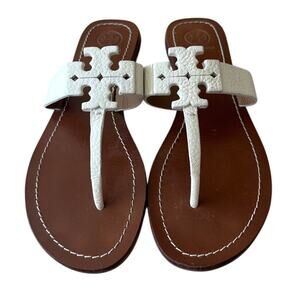 Tory Burch Moore White Logo Sandals 9.5